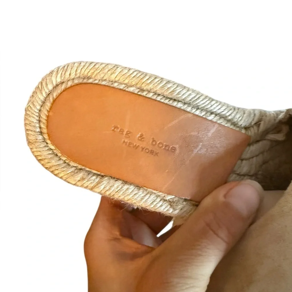 Rag & Bone Calla Beige Suede Wedge Espadrille Sandal